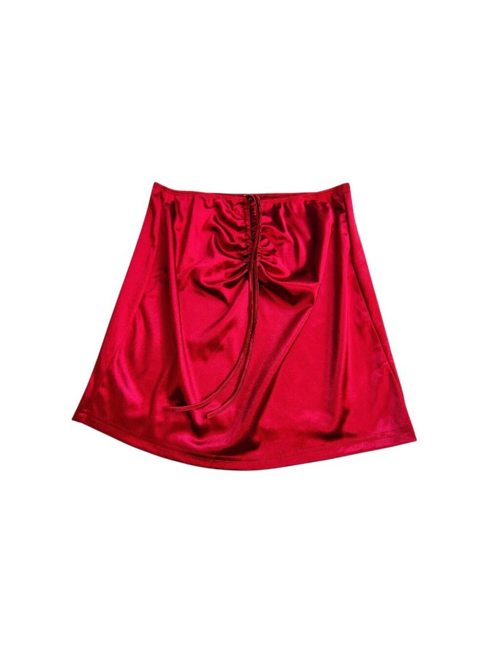 Shein Red Satin Tube Top With Ruched Front Detail Womens Size L  Lightweight